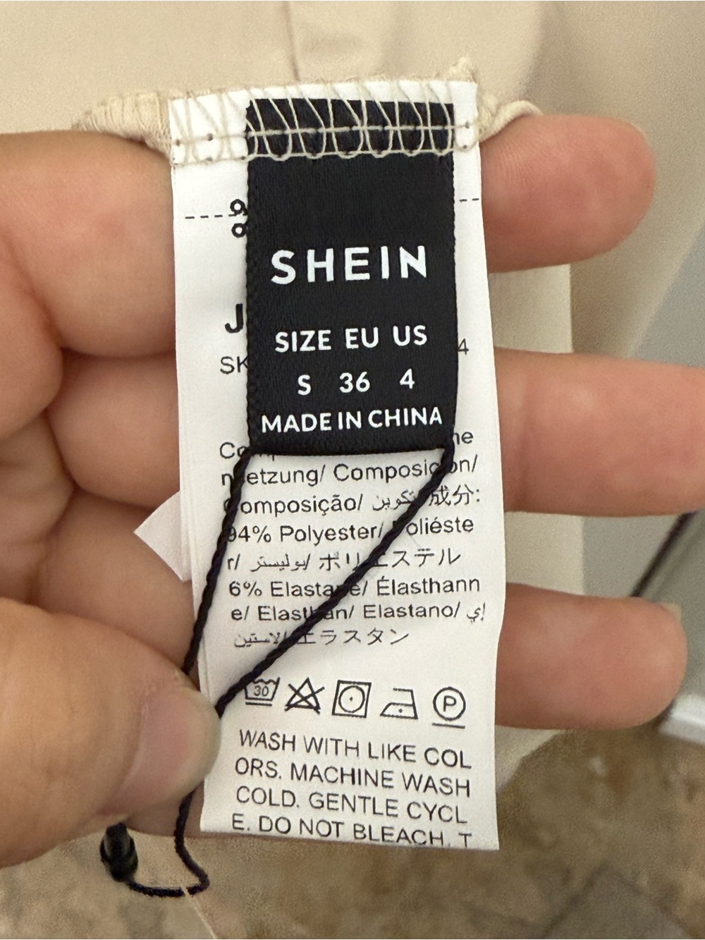 SHEIN Cream Square-Neck Midi Bodycon Dress / Size: SMALL - Picture 7 of 9